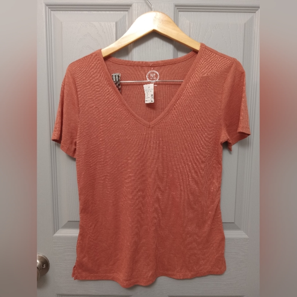 Women's Rust V-Neck Top